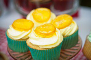 Lemon cupcakes at rustic farmhouse wedding