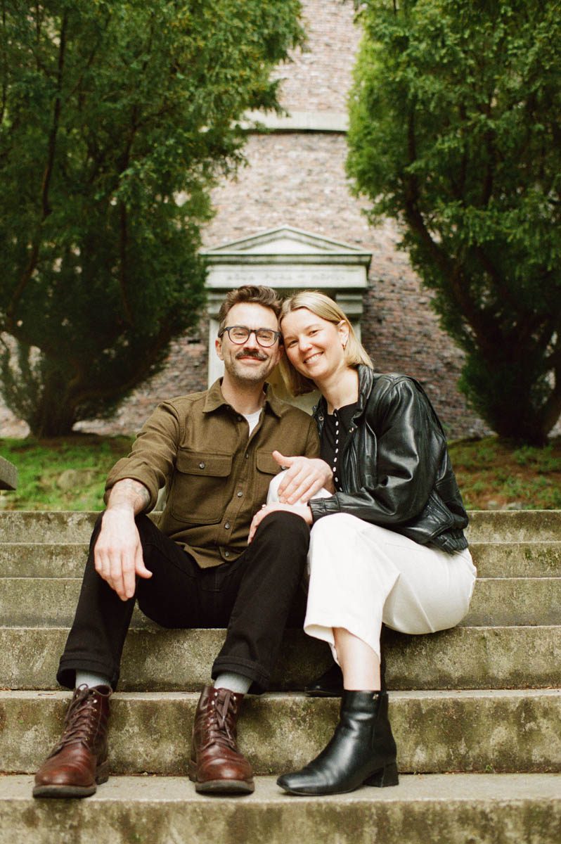 Seattle engagement session photographed on 35mm film
