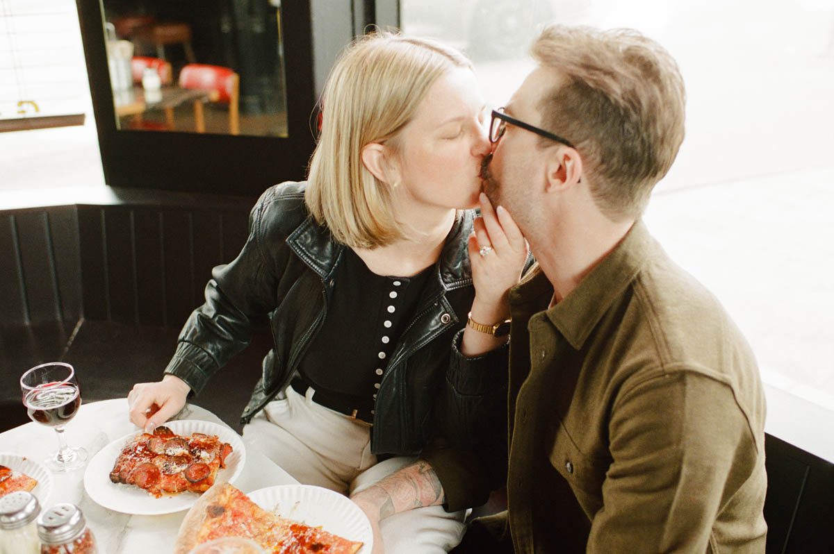 Film wedding photographer capturing engagement session in Capitol Hill